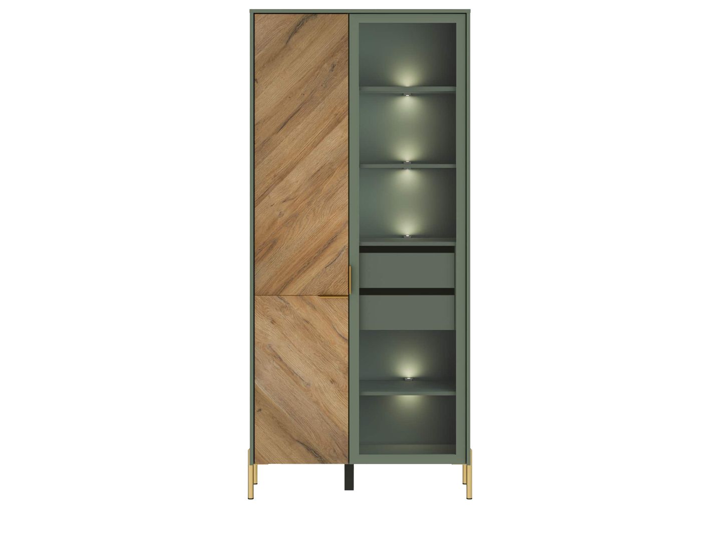 Шкаф с подсветкой SIENA Дымчатый зеленый REG1W1D