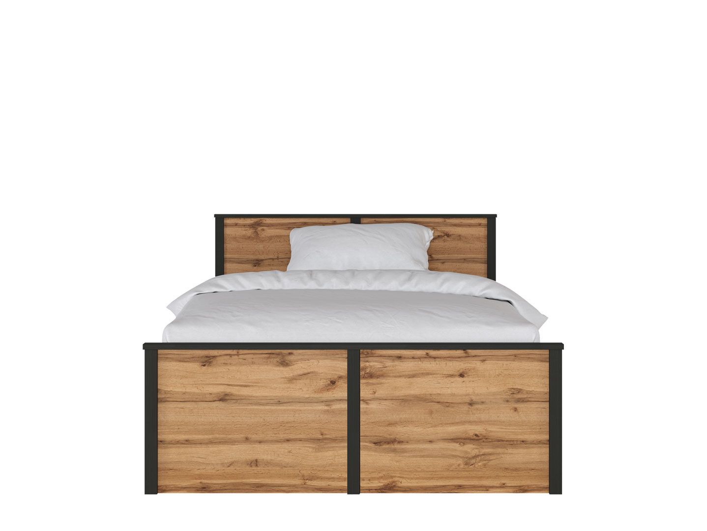 Кровать 120x200 с металлическим основанием LOFT Дуб вотан / черный матовый LOZ120х200