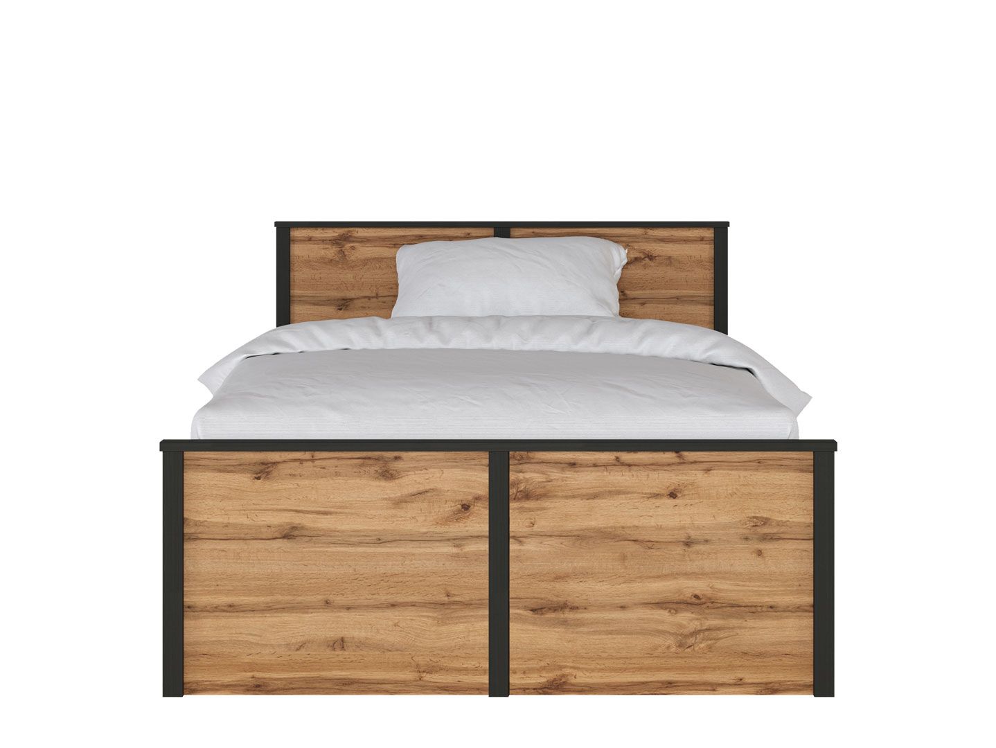 Кровать 120x200 с гибким основанием LOFT Дуб вотан / черный матовый LOZ120х200