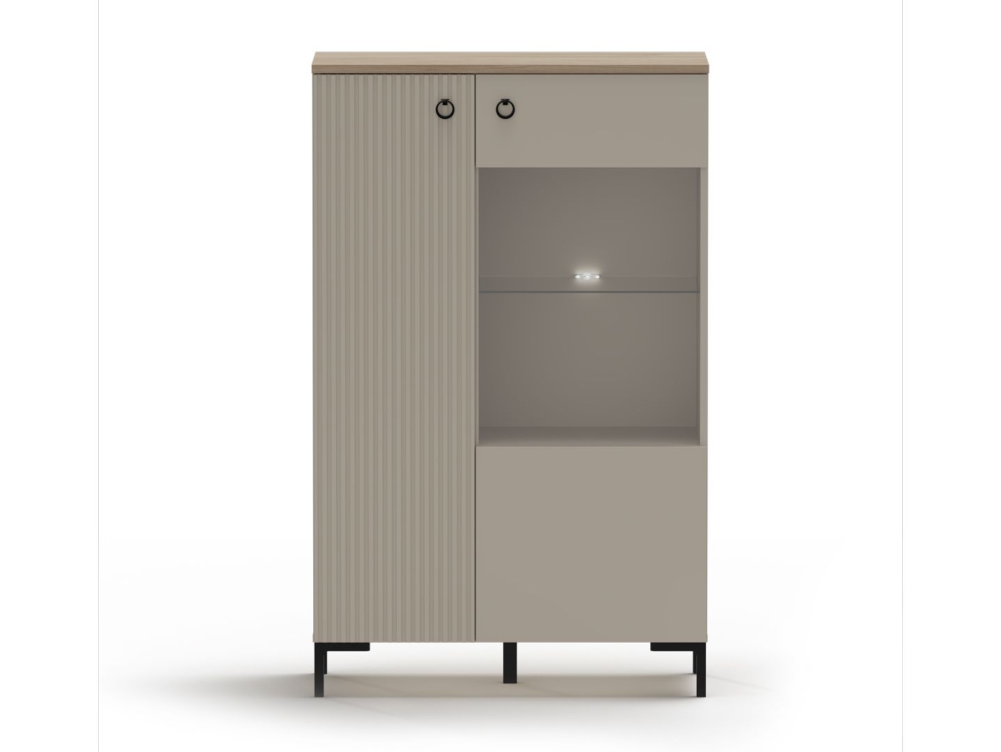 Шкаф DOMENICA Дуб Сильверджек ореховый/Глиняный Cерый REG1D1W/140 с подсветкой