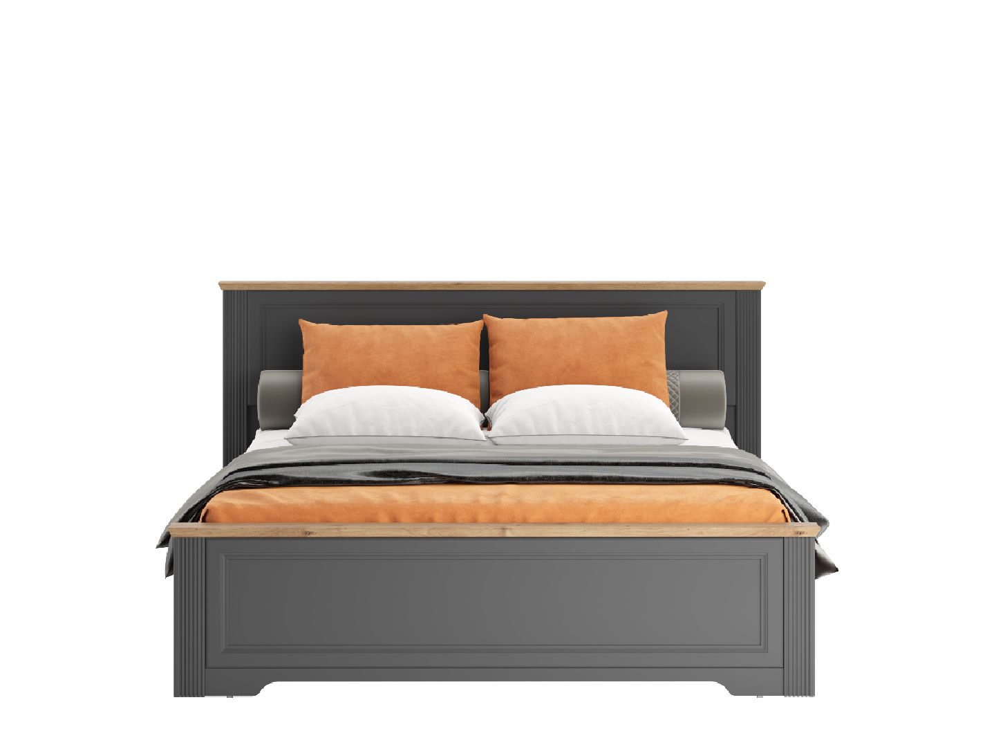 Кровать 160х200 с гибким основанием JASMIN Дуб артизан/Графит LOZ160х200
