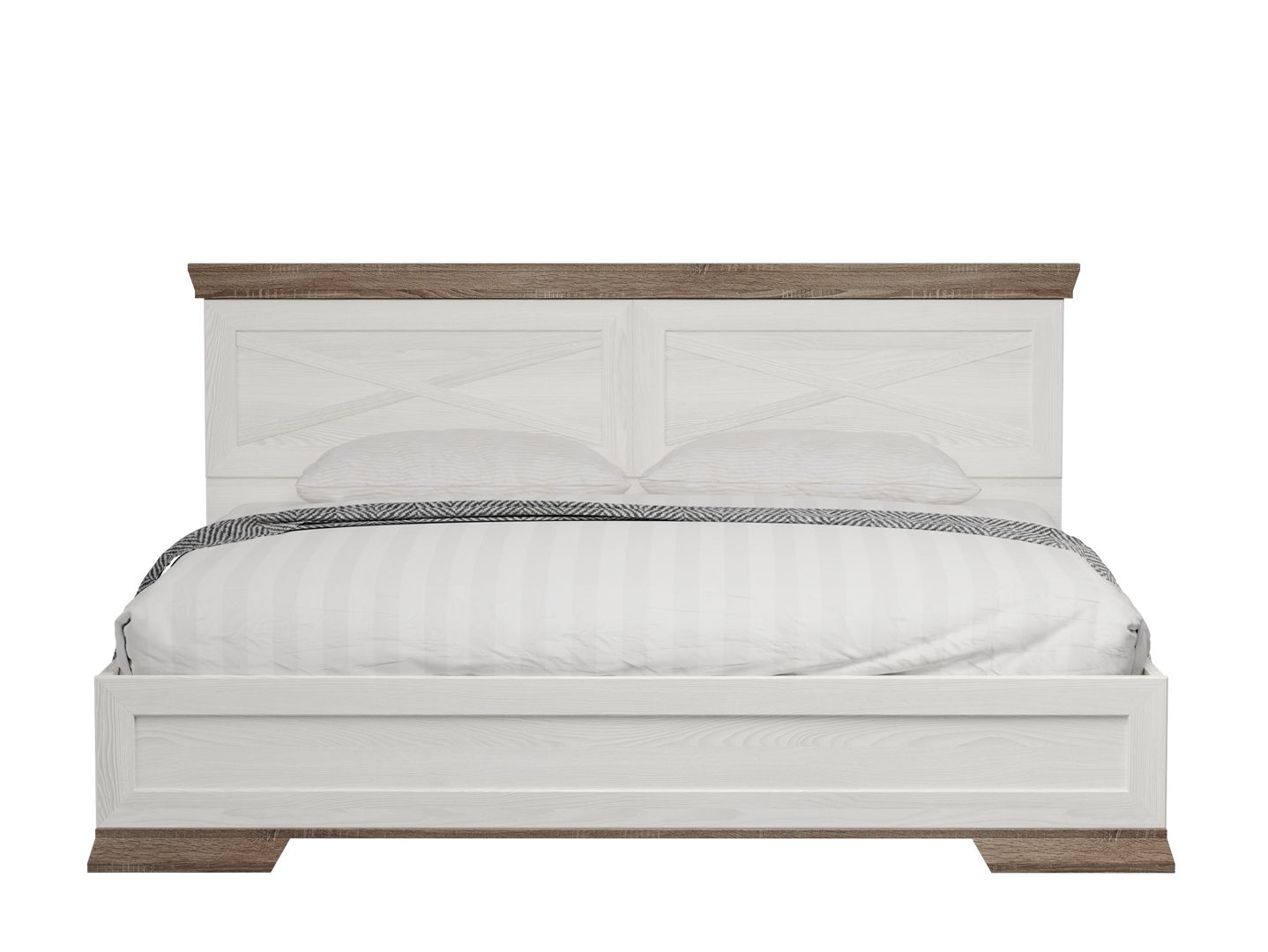 Кровать 180x200  с гибким основанием MARSELLE Ясень снежный / дуб сонома темный LOZ180х200