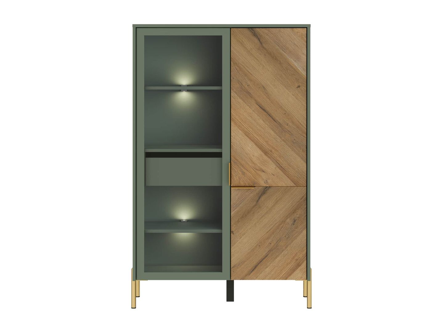 Шкаф с подсветкой SIENA Дымчатый зеленый REG1W1D/140