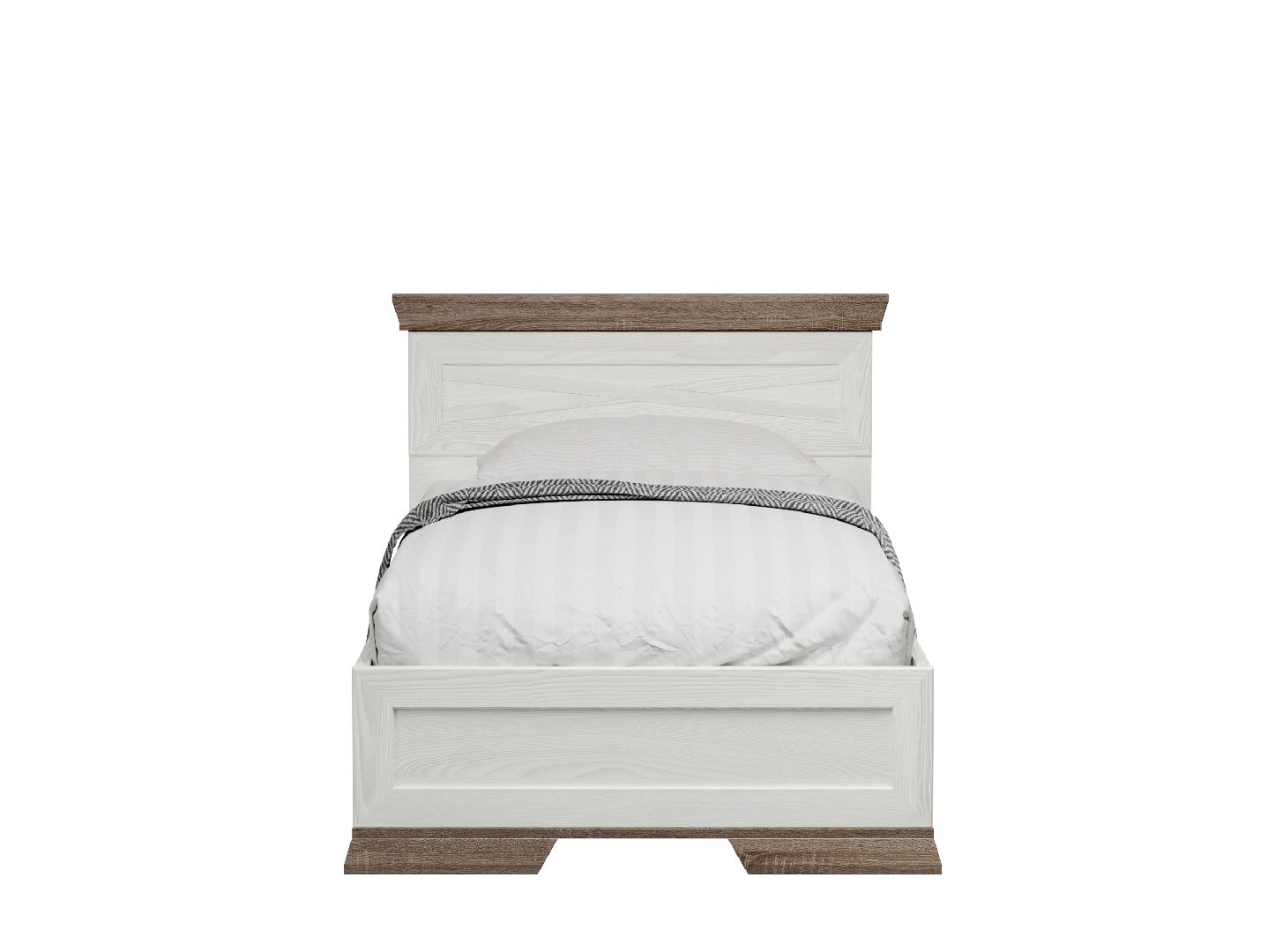 Кровать 90х200 с металлическим основанием MARSELLE Ясень снежный / дуб сонома темный LOZ90х200