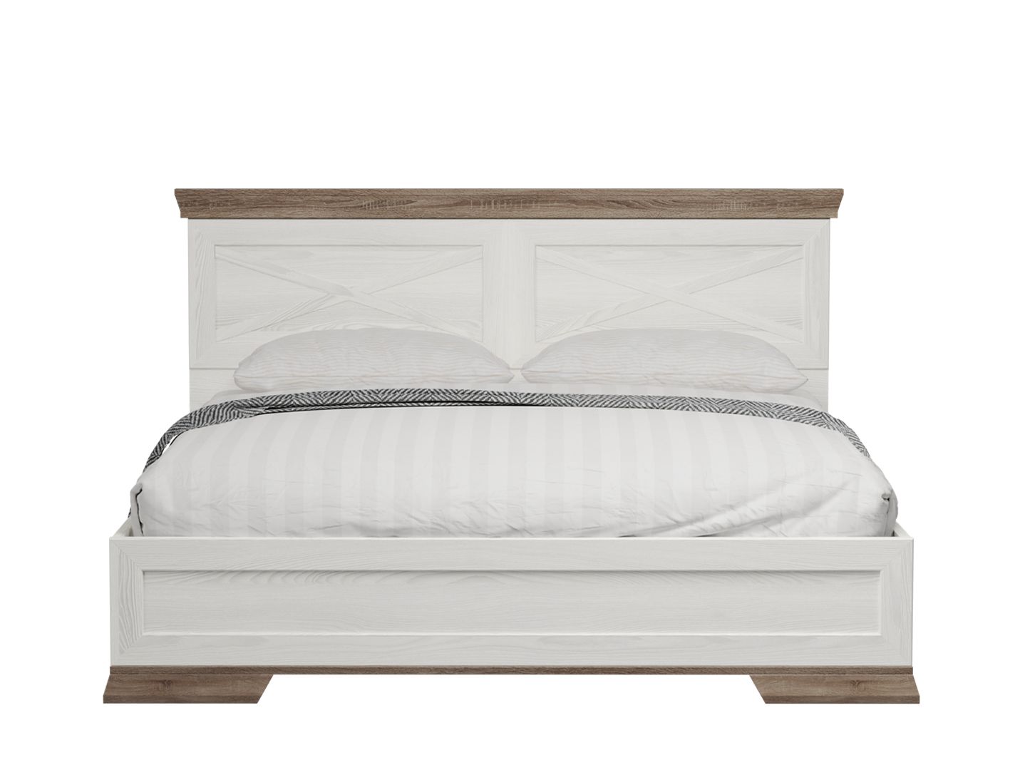 Кровать 160x200  с гибким основанием MARSELLE Ясень снежный / дуб сонома темный LOZ/160х200 S